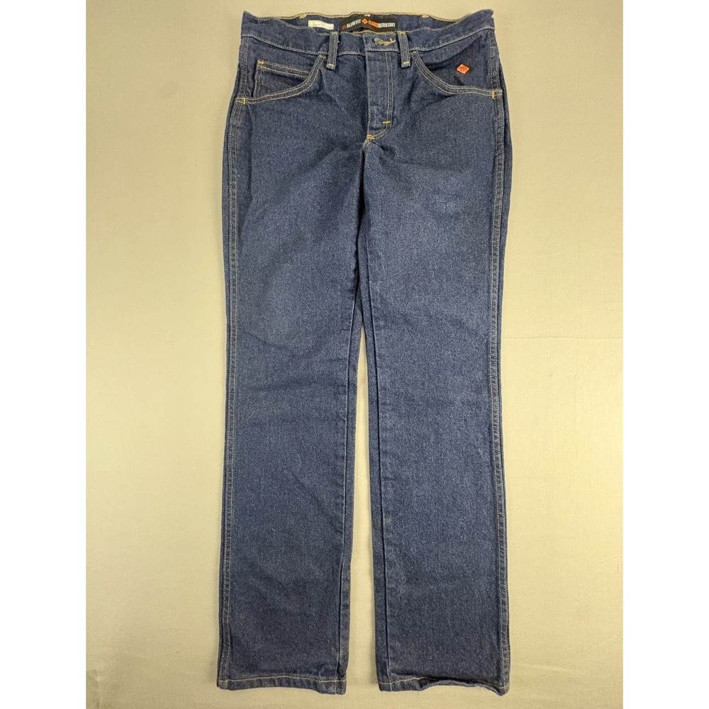 Wrangler FR Jeans Mens 30x32 Blue 36 Slim Fit Flame Resistant Denim